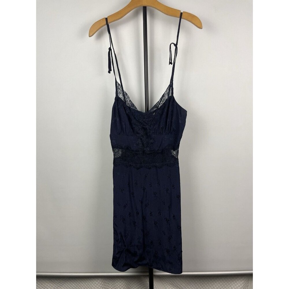 Revolve Tularosa Navy Blue Floral Lace‎ Tie Strap Sleeveless Mini Dress Size S
